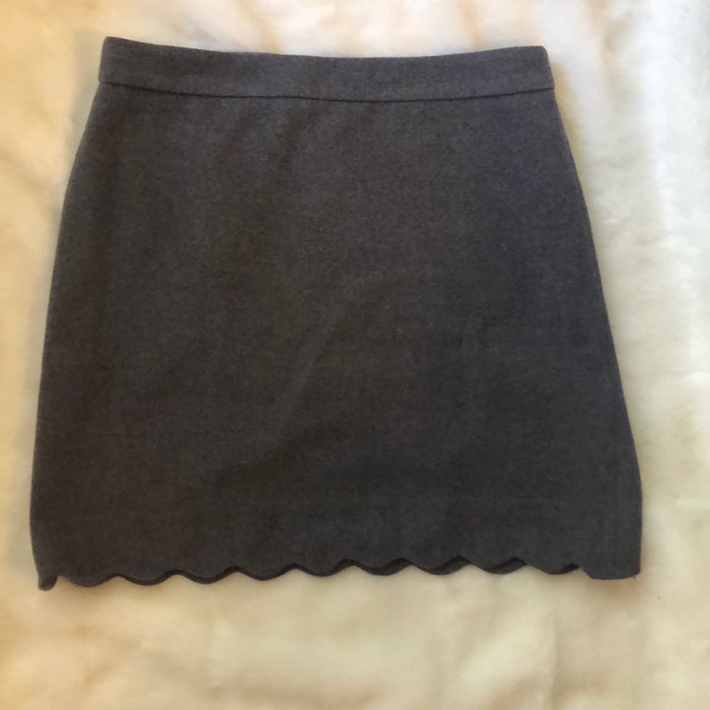 Gray / Purple Scalloped Wool Skirt